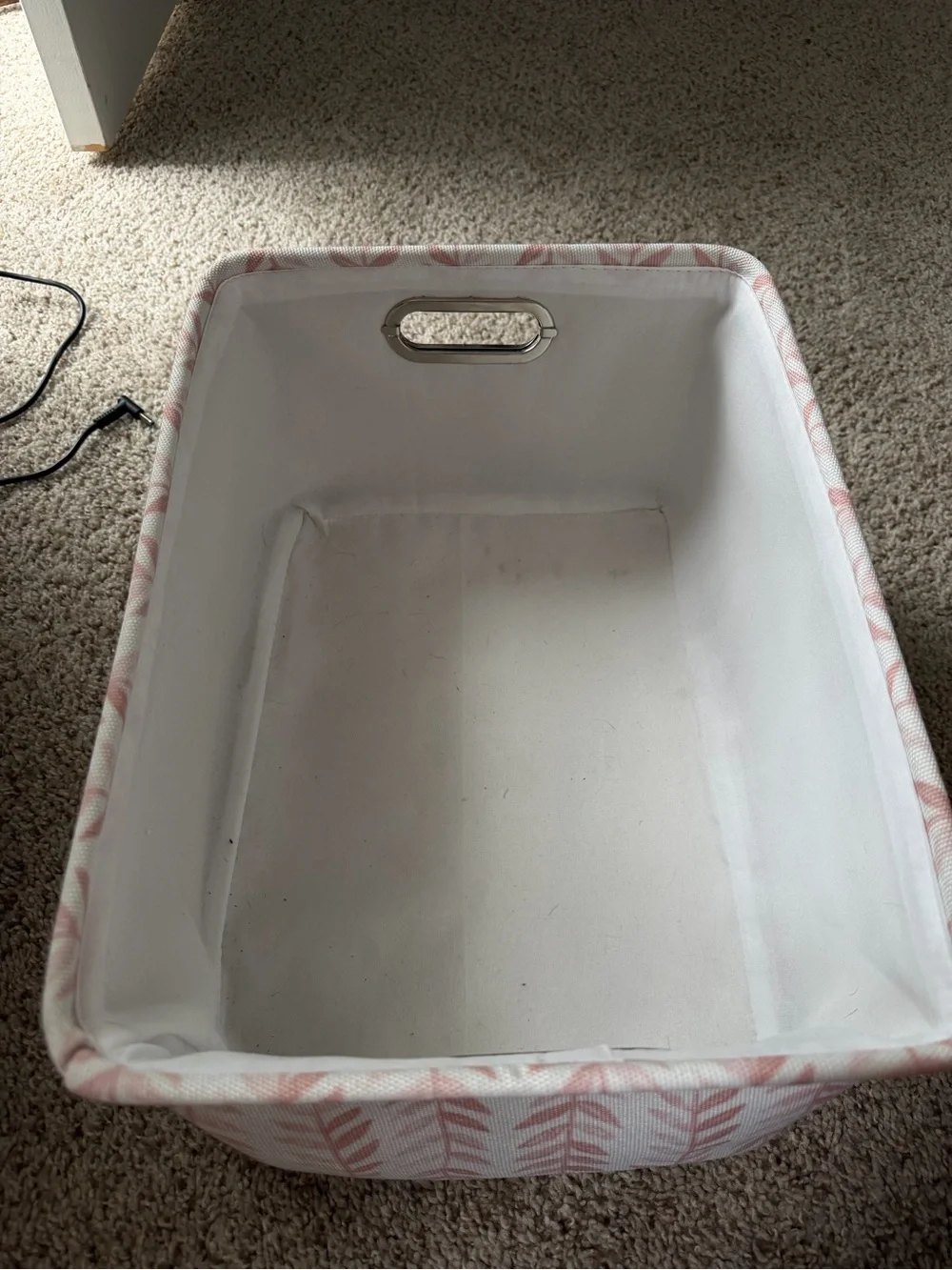 Pink Leaf Pattern Fabric Storage Bin - Home Accents